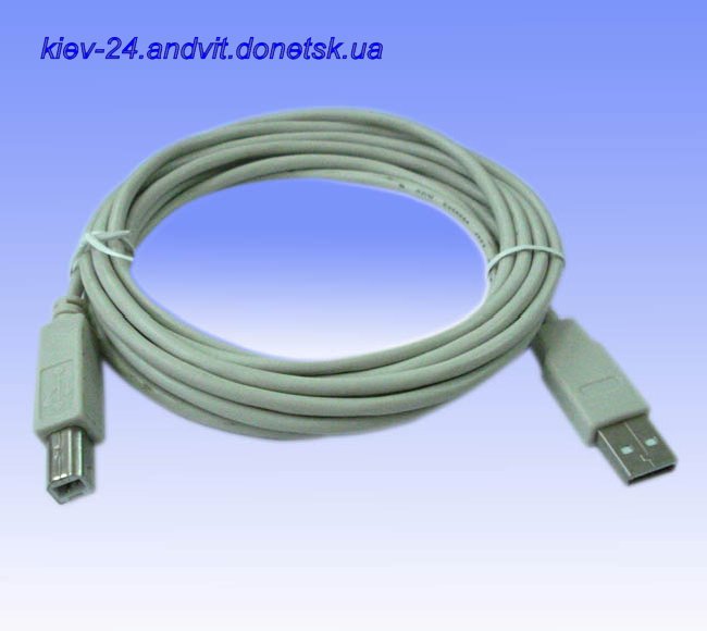 картинка Шнур USB (шт.A- шт.В), version 2,0, диам.-4.5мм, 3м., чёрный от интернет магазина Radiovip