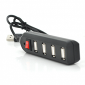 картинка Хаб USB 2.0 4 порта, Black, 480Mbts питание от USB, с выключателем от интернет магазина Radiovip