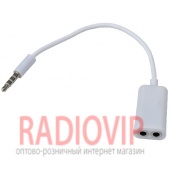 картинка Шнур шт.3.5мм 4С -2 гн.3.5мм 4С, 0,2м, белый от интернет магазина Radiovip