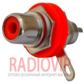 картинка Гнездо RCA монтажное с изолятором, корпус металл., красн от интернет магазина Radiovip