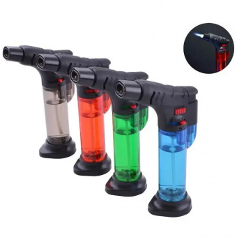 картинка Зажигалка турбо с подставкой 008T-2, круглая, пластик. (двойное), 12 см, от интернет магазина Radiovip