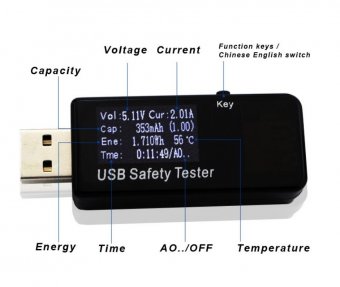 картинка USB тестер J7-t тока,напряжения,мощности и заряда от интернет магазина Radiovip