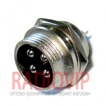 картинка Разъем (М) микрофонный 4-х контакт., монтажный, корпус металл от интернет магазина Radiovip