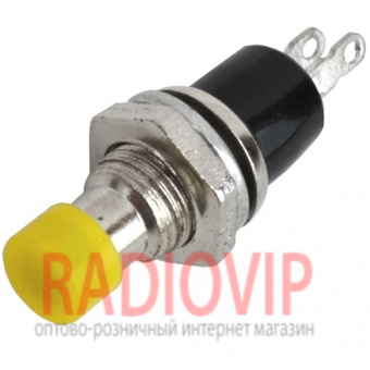 картинка Кнопка малая PBS-10B-2 без фиксации ON-(OFF), 2pin, 1А 250V, жёлтая от интернет магазина Radiovip