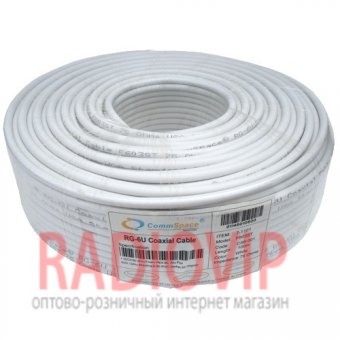 картинка Кабель RG-6/32, (1,02CCS+AL-foil+32x0,12AL), диам-6,8мм, белый, 100м от интернет магазина Radiovip