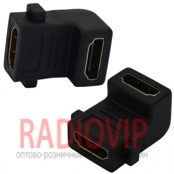 картинка Переходник гн.HDMI -гн.HDMI угловой, gold, в блистере от интернет магазина Radiovip