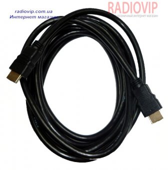 картинка Шнур HDMI (шт.- шт.) Vers.-1,4, диам.-6мм, gold, 3м, чёрный от интернет магазина Radiovip