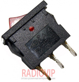 картинка Переключатель с подcветкой, красный, on-of, 3pin, 6,5A от интернет магазина Radiovip