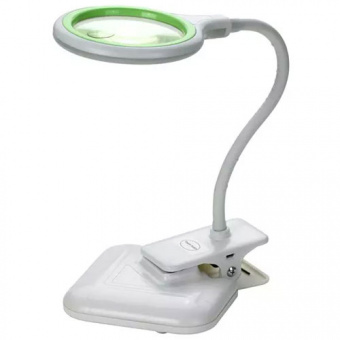 картинка Лупа-лампа ZD-127 настольная+прищепка, LED подсв. (10W), 3D+12D, Ø100мм, USB 5V, стекло от интернет магазина Radiovip