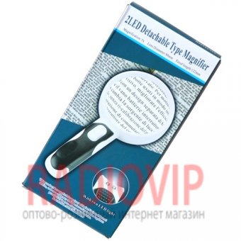картинка Ручная лупа с LED подсветкой, 5X увеличение, диаметр 90 мм, Magnifier 77390B3 от интернет магазина Radiovip