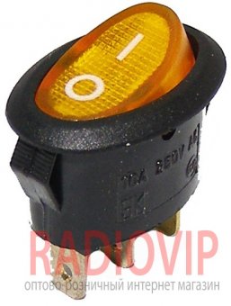 картинка Переключатель с подсветкой, желтый, on-of, 3pin 10A от интернет магазина Radiovip