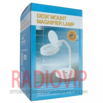 картинка Лампа-лупа настольная с LED подсветкой, 3х+8кр.увел., диам-90мм от интернет магазина Radiovip