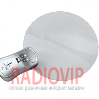 картинка Настольная лупа LED подсветкой, 2.25X+5X увеличение, диаметр 107+22 мм, Magnifier  от интернет магазина Radiovip