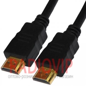 картинка Шнур HDMI (шт.- шт.) Vers.-1,4, диам.-6мм, gold, 5м, чёрный от интернет магазина Radiovip