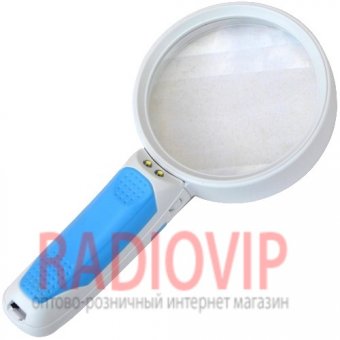 картинка Ручная лупа с LED подсветкой, 5X увеличение, диаметр 90 мм, Magnifier 77390B3 от интернет магазина Radiovip