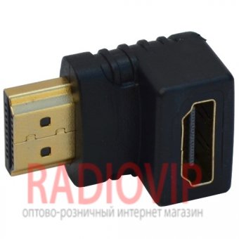 картинка Переходник шт.HDMI -гн.HDMI угловой, gold, пластик от интернет магазина Radiovip
