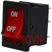 картинка Переключатель с подcветкой, красный, on-of, 3pin, 6,5A от интернет магазина Radiovip