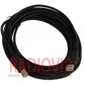 картинка Шнур USB (шт.A- шт.В), version 2,0, диам.-4.5мм, 5м., чёрный от интернет магазина Radiovip