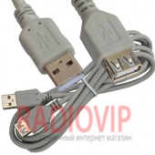 картинка Удлинитель USB (шт.A- гн.А), version 2,0, диам.-3.5мм, 1,8м., серый от интернет магазина Radiovip