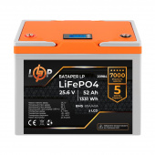 картинка Аккумулятор LP LiFePO4 LCD 24V (25,6V) - 52 Ah (1331Wh) (BMS 80A/40А) пластик от интернет магазина Radiovip