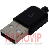 картинка Штекер USB тип A, под шнур, бакелит, чёрный от интернет магазина Radiovip