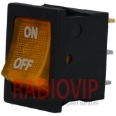 картинка Переключатель с подсветкой MIRS-101-2 ON-OFF, 3pin, 6A, 220V, желтый от интернет магазина Radiovip