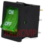 картинка Переключатель с подсветкой MIRS-101-2 ON-OFF, 3pin, 6A, 220V, зеленый от интернет магазина Radiovip