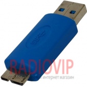 картинка Переходник шт.micro USB тип В- шт.USB A, v3.0, синий от интернет магазина Radiovip