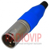 картинка Штекер CANON 3-х контакт., под шнур, тип3 , синий от интернет магазина Radiovip