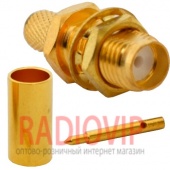 картинка Гнездо SMA обратной полярности (RG-58) Gold обжимной от интернет магазина Radiovip