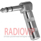 картинка Штекер 6,3 стерео, корпус металл, угловой, с гайкой от интернет магазина Radiovip