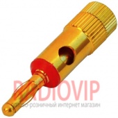 картинка Штекер акустический Banan, под кабель, металлич. корпус,красный gold от интернет магазина Radiovip