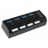 картинка Хаб USB 3.0, 4 порта, с переключателями, заряд до 500mAh, поддержка до 1TB от интернет магазина Radiovip