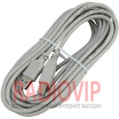 картинка Шнур USB (шт.A- шт.В), version 2,0, диам.-3.5мм, 5м., серый от интернет магазина Radiovip