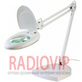 картинка Лупа-лампа c LED подсветкой настольная круглая 5х, д.130мм белая от интернет магазина Radiovip