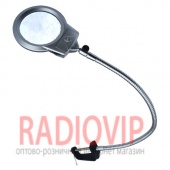 картинка Лупа-лампа с LED подсветкой на струбцине, круглая, 2Х+5Х, диам-130мм+26мм, MG15124-C от интернет магазина Radiovip