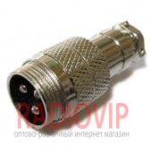 картинка Разъем (M) микрофонный 3-х контакт., под кабель, корпус металл от интернет магазина Radiovip