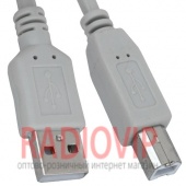 картинка Шнур USB (шт.A- шт.В), version 2,0, диам.-3.5мм, 3м., серый от интернет магазина Radiovip