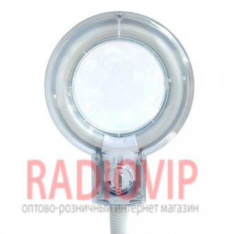 картинка Лупа-лампа с подсветкой настольная, круглая, 3Х +8Х, диам-90мм, белая от интернет магазина Radiovip
