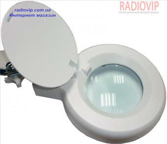 картинка Лупа-лампа с LED подсветкой на струбцине, диопт 5Х, диам-130мм 90LED 7W 8606L от интернет магазина Radiovip