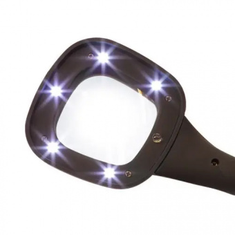 картинка Лупа ручная MG600558 круглая с LED и UV подсветкой, 3X, диам-65мм от интернет магазина Radiovip