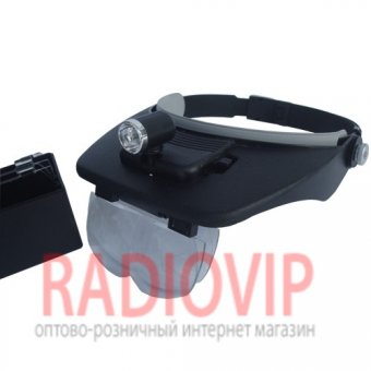 картинка Лупа бинокулярная налобная с подсветкой, 1,2Х 1,8Х 2,5Х 3,5Х MG81001 от интернет магазина Radiovip