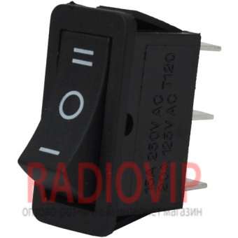 картинка Переключатель узкий RS-103-16C ON-OFF-ON, 3pin, 15A, 220V, черный от интернет магазина Radiovip