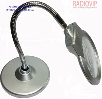 картинка Лупа настольная гибкая с LED MG4B-5, круглая, 2,5Х, диам-90мм. 5х22мм от интернет магазина Radiovip