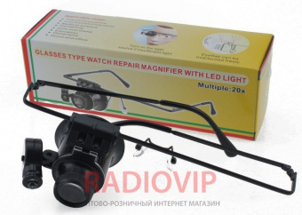 картинка Лупа-очки монокулярная с LED подсветкой, 20Х (NO.9892A) от интернет магазина Radiovip