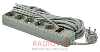 картинка Сетевой фильтр LogicPower LP-X5 10 м 5 розеток OEM Grey от интернет магазина Radiovip