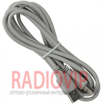 картинка Шнур USB (шт.A- шт.А), version 2,0, диам.-4.5мм, 2м., серый от интернет магазина Radiovip