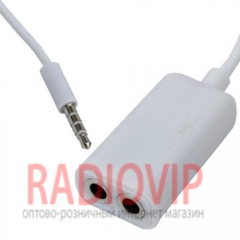 картинка Шнур шт.3.5мм 4С -2 гн.3.5мм 4С, 0,2м, белый от интернет магазина Radiovip