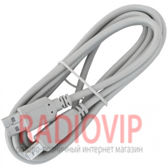 картинка Шнур USB (шт.A- шт.В), version 2,0, диам.-4.5мм, 1.8м., серый от интернет магазина Radiovip