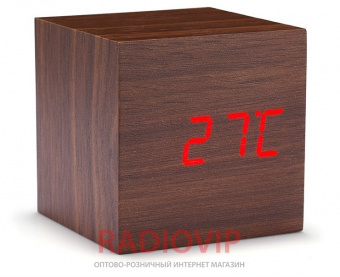 Часы с термометром Деревянный куб